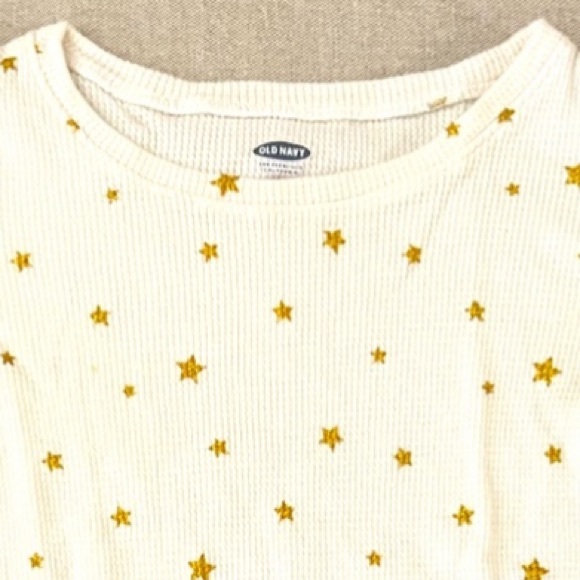 Cat & Jack Ivory Waffle Tee with Gold Stars - Picture 2 of 3